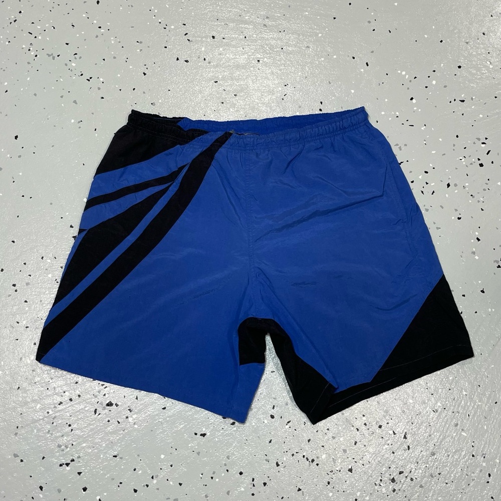 Vintage Y2k Mens Speedo Swimming Trunks Size Large 90s Blue Black